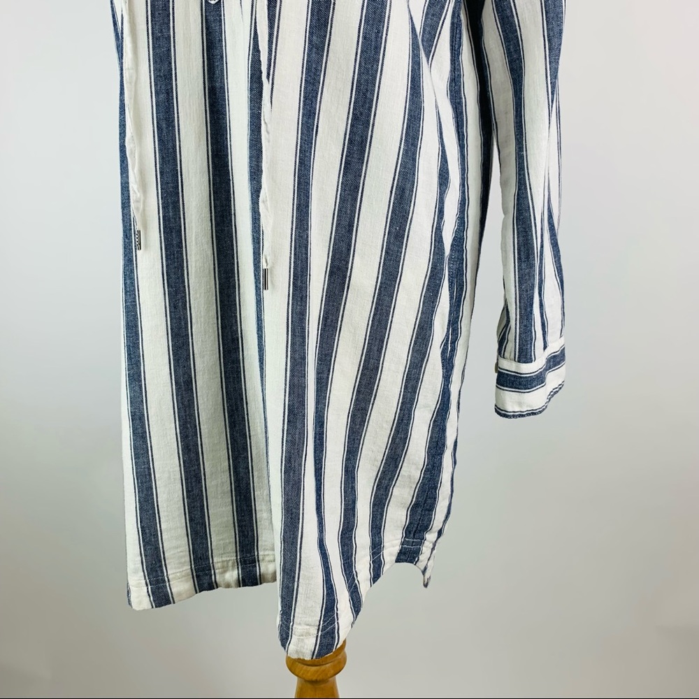 Madewell Striped Lace Up Linen Blend Shirt Dress S - Picture 8 of 12